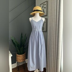 LOFT Blue and White Striped Maxi Dress